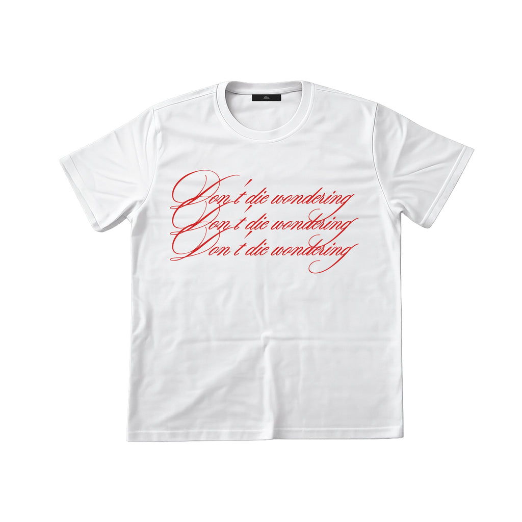 don't die wondering. t-shirt