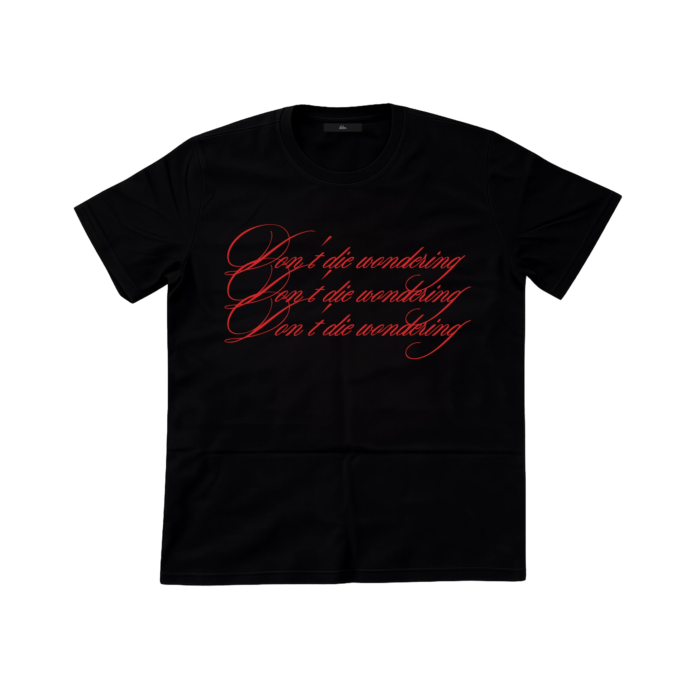 don't die wondering. t-shirt